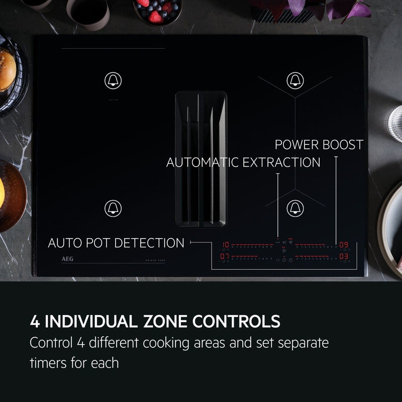GRADE A1 - AEG 6000 Series 70cm 4 Zone Venting Induction ExtractorHob