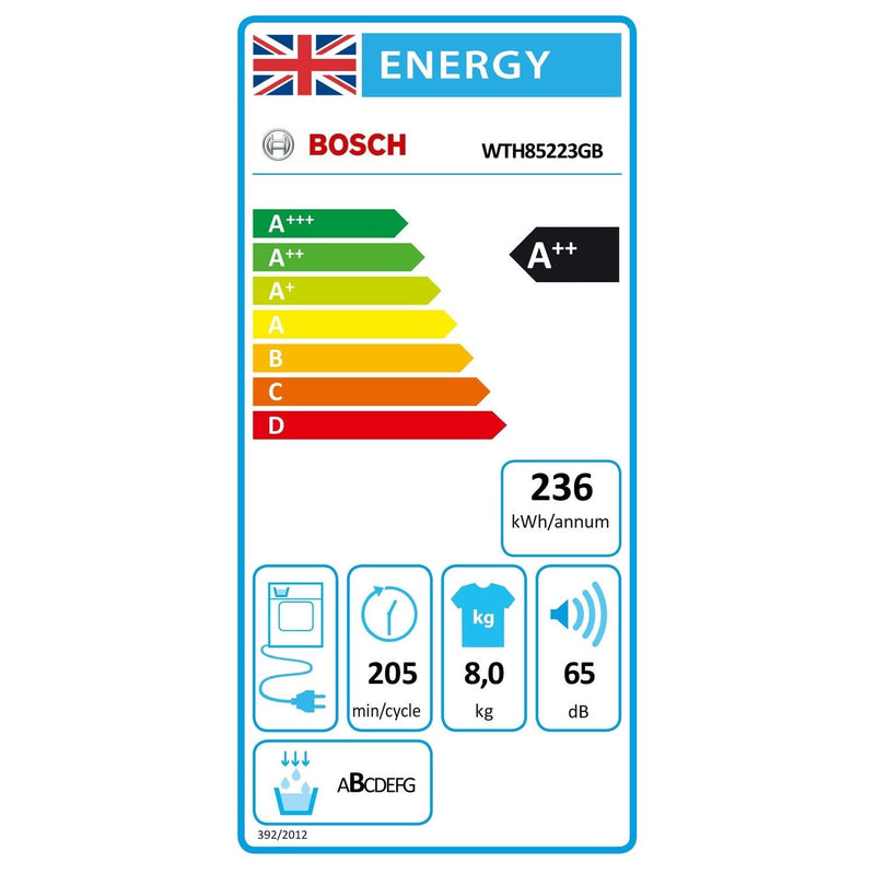 Grade B Bosch Series 4 WTH85223GB Freestanding Heat Pump 8KG Tumble Dryer White