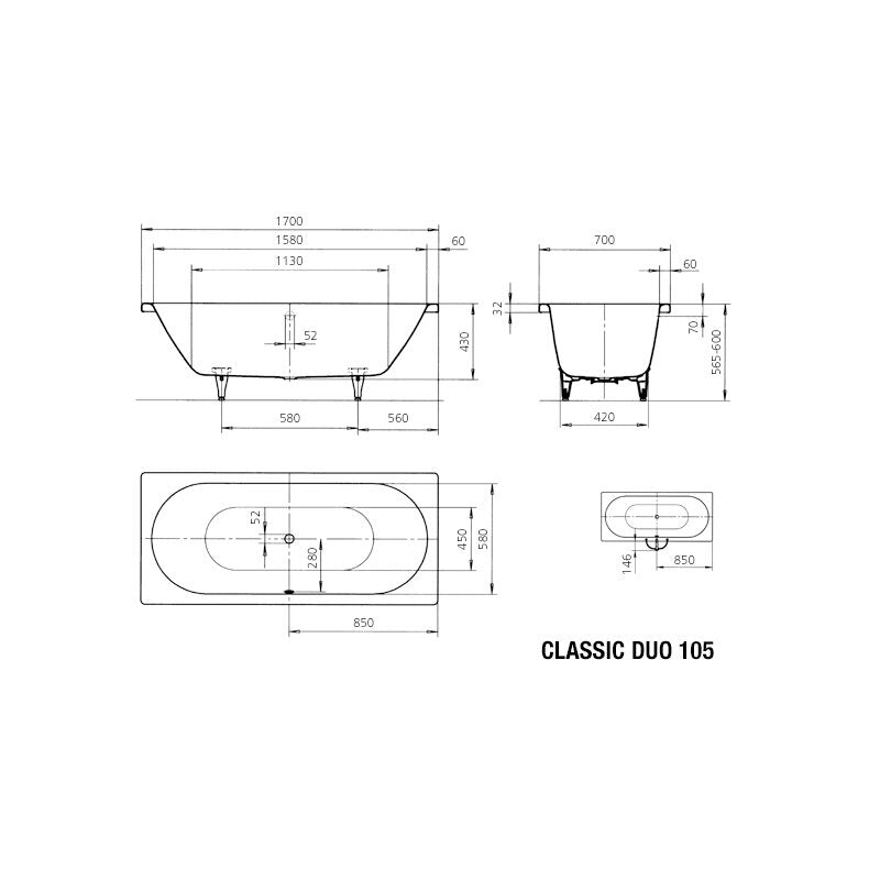 Kaldewei Classic Duo Rectangular Bath 290534013001