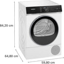 Grade A Siemens WQ46H2D9GB iQ500 9kg Heat Pump Tumble Dryer - White
