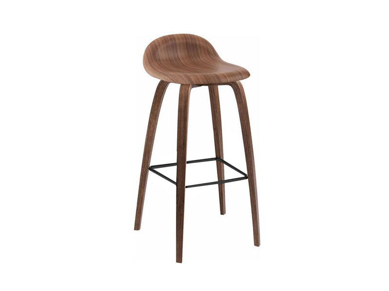 Gubi 3D Counter Stool - Wood American Walnut Shell and Base