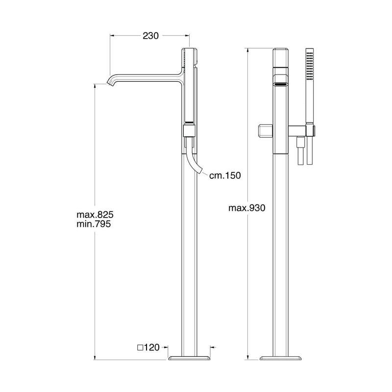 Cristina Rubinetterie Italy Set Single-Lever Mixer For Floor-Mounted Tub CRIIT189 - Ideali