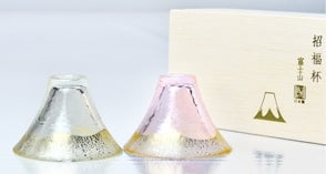Handmade Sake Glasses (Set of 2) Pink Gold and Clear Gold