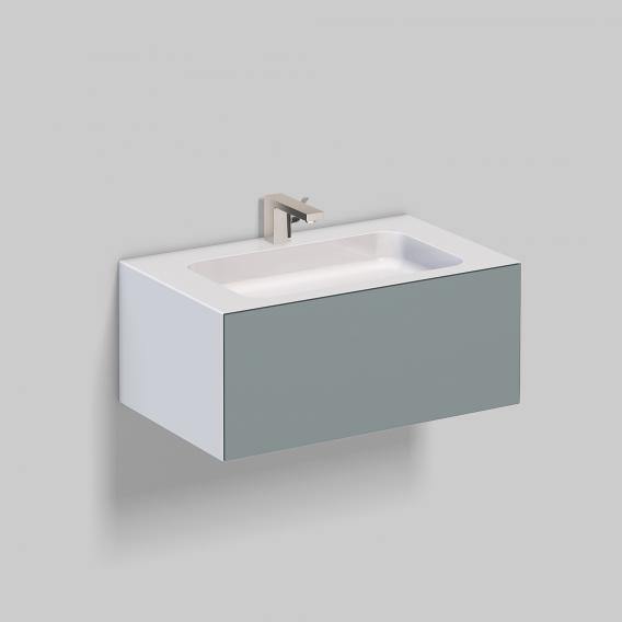 Alape Wp.Folio Washbasin With Vanity Unit With 1 Pull-Out Compartment Front Silk Matt Fossil Grey / Corpus White, With 1 Tap Hole, Without Overflow - Ideali