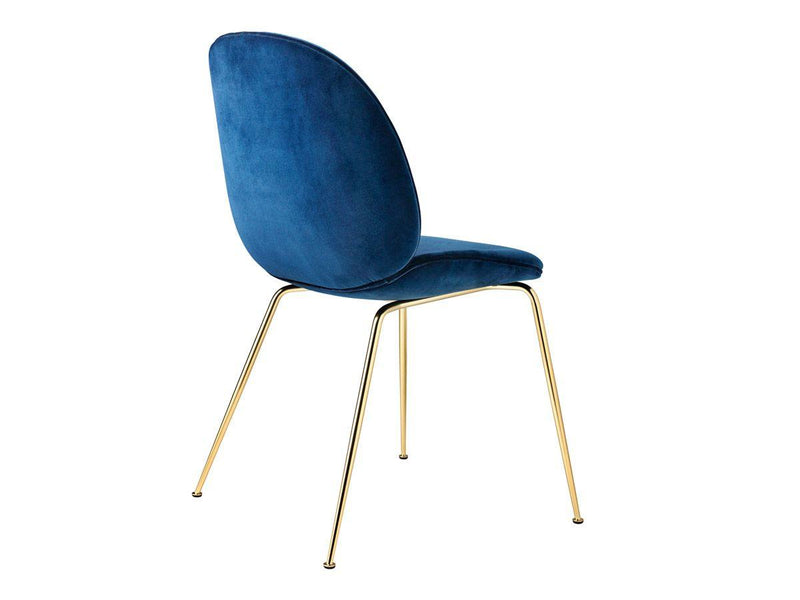 Gubi Beetle Dining Chair - Velvet Sapphire Blue 420 / Piping Velvet Petrolio 414 - Ideali
