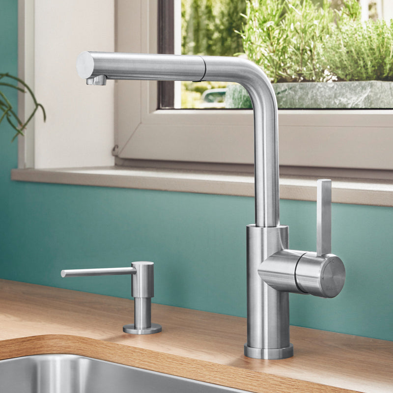 Blanco Lanora-S-F Single Lever Kitchen Mixer, with Pull-Out Spray, for Front-of-Window Installation