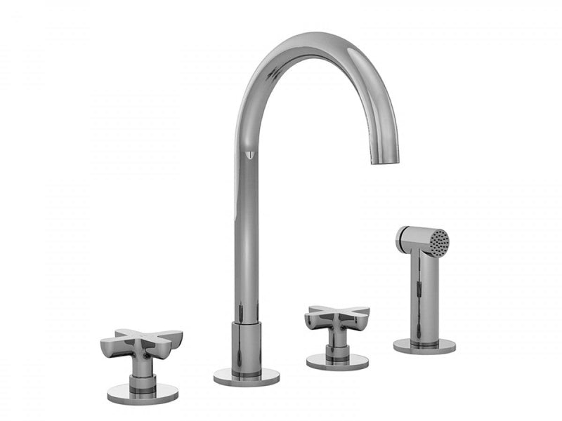 Fantini Icona Classic 4 holes kitchen tap with pull out handshower R051