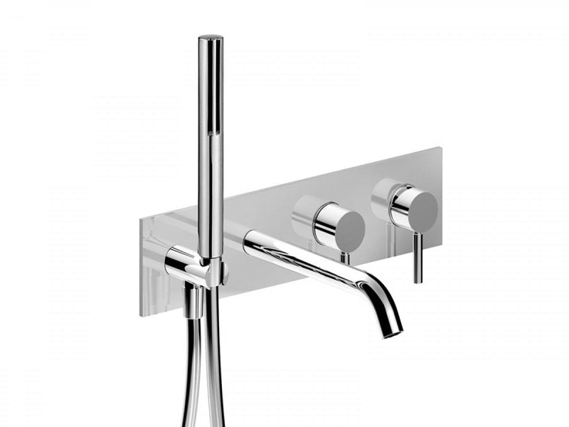 Fantini Nostromo Acciaio wall hot tub tap with diverter and handshower E821B