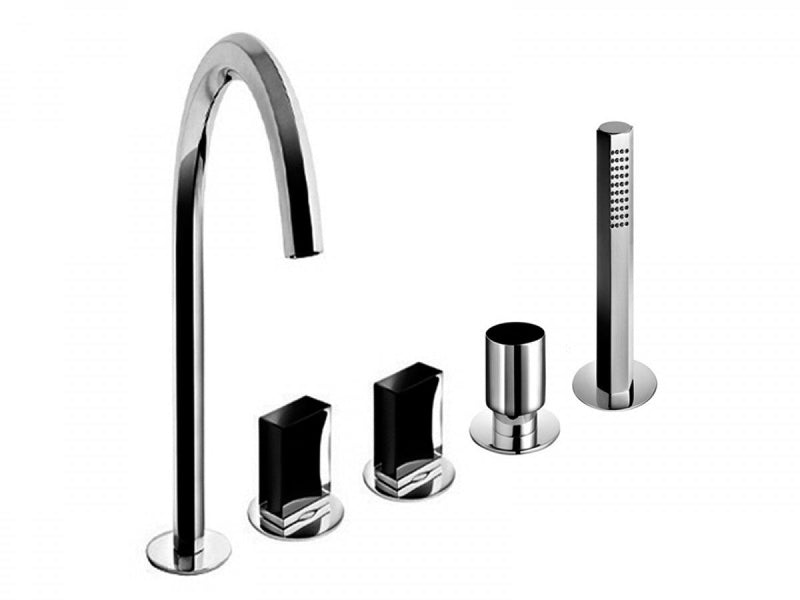Fantini Venezia 5 holes hot tub tap with diverter and pull out handshower N465S