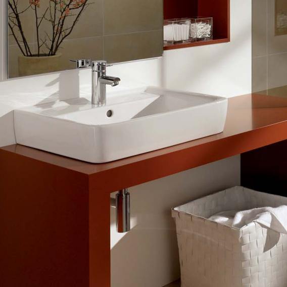 Geberit Renova Plan Countertop Washbasin White, With 1 Tap Hole, With Overflow - Ideali