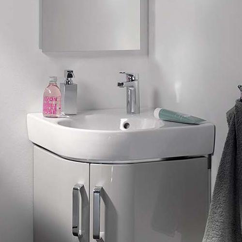 Geberit Renova Compact Corner Hand Washbasin White, With Keratect - Ideali