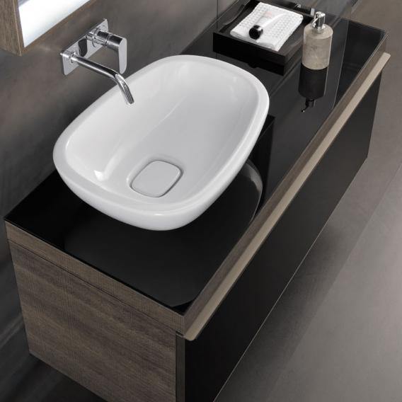 Geberit Citterio Vanity Unit For Countertop Washbasin With Glass Shelf Front Black / Corpus Grey Brown - Ideali