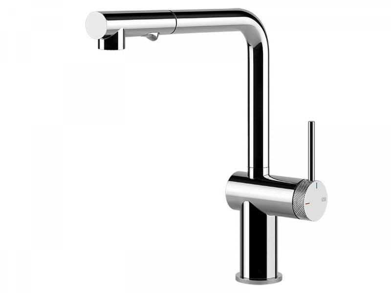 Gessi Inedito Godronato kitchen tap with pull out handshower 60477