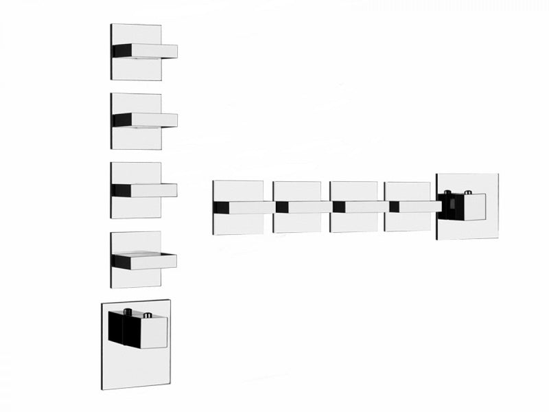 Gessi Rettangolo Wellness thermostatic shower mixer with 4 stop valves 43218