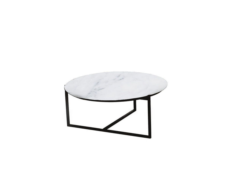 Baxter Icaro Round Coffee Table - Ø70x30 / Glossy White Gioia Marble