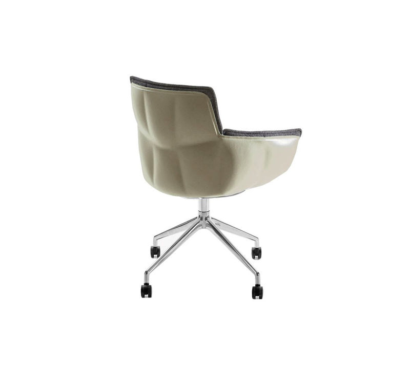 B&B Italia Husk Chair Star Base with Wheels Leather Shell