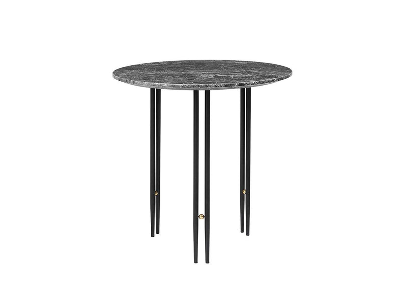 Gubi IOI Side Table Ø50x50 - Black Semi Matt Base / Grey Emperador Marble Top