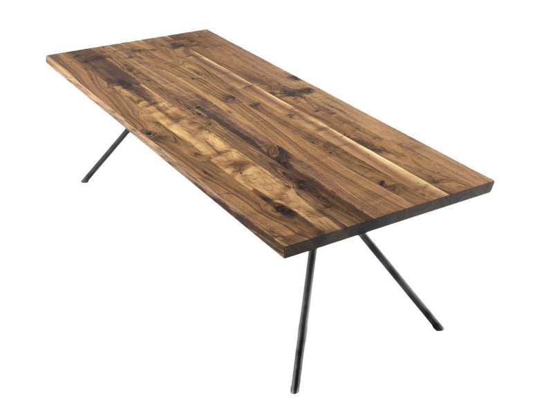 Riva 1920 Iron Squared Table - Wood Top with Knots