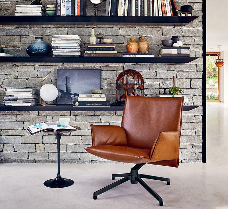 Pilot Chair - Low Backrest - Leather Cognac Venezia - Ideali Premium Homeware