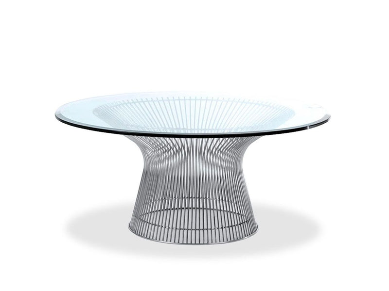 Platner Dining Table - Clear Glass Top / Polished Nickel / Ø 180 cm