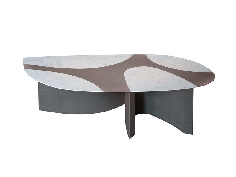 Baxter Ronchamp Dining Table - Marbe Top Gioia/Grey with Kashmir Plomb Upholstered Legs