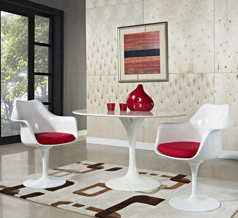 Tulip Swivel Armchair White - Cushion Tonus Red - Ideali Premium Homeware