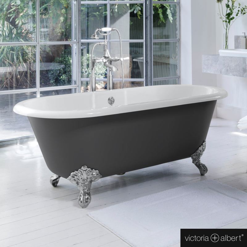 Victoria + Albert Cheshire freestanding bath anthracite/white, with chrome-plated metal feet