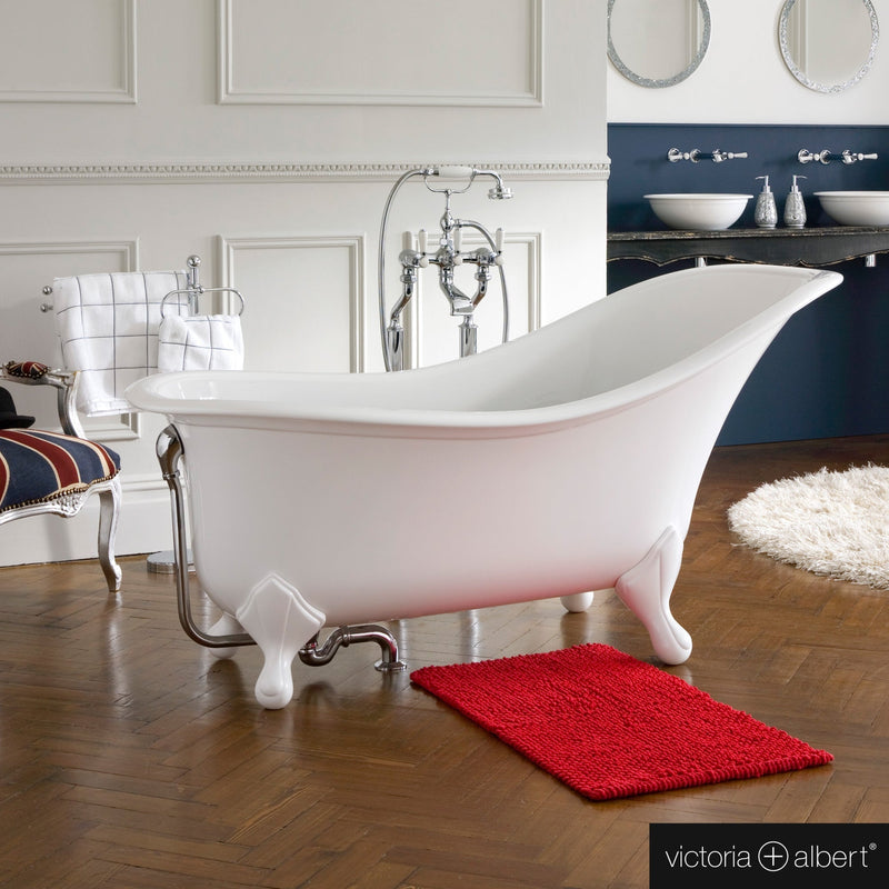 Victoria + Albert Drayton freestanding bath white gloss/interior white gloss, with white QUARRYCAST®  feet
