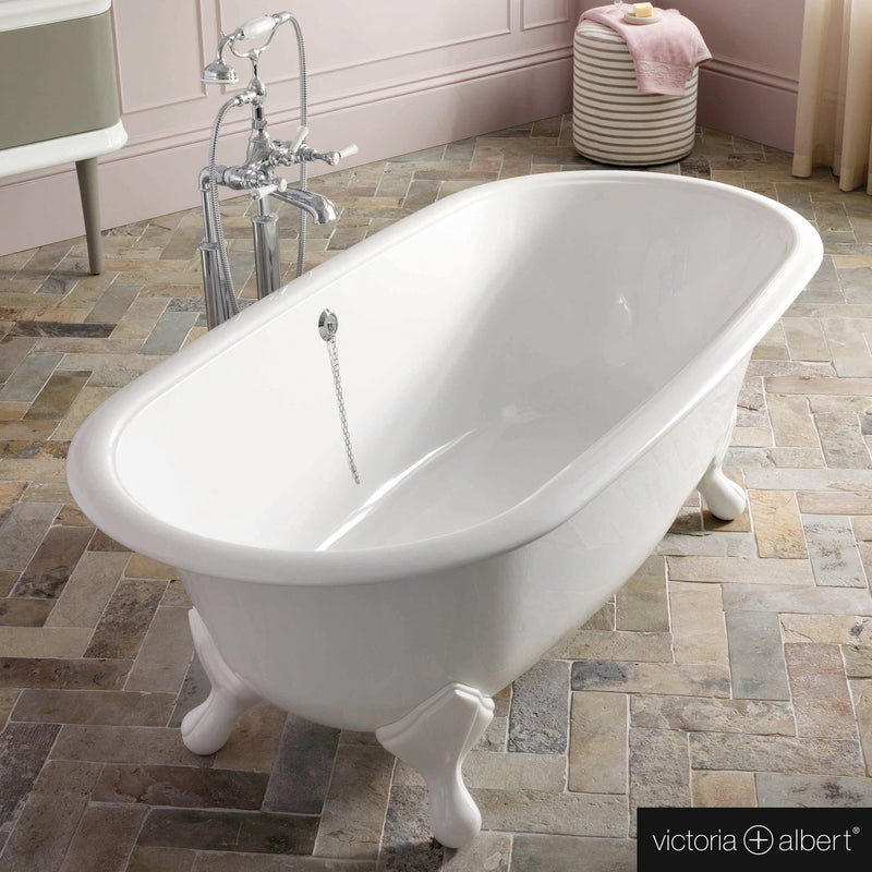 Victoria + Albert Radford freestanding bath white gloss/interior white gloss, with white QUARRYCAST®  feet