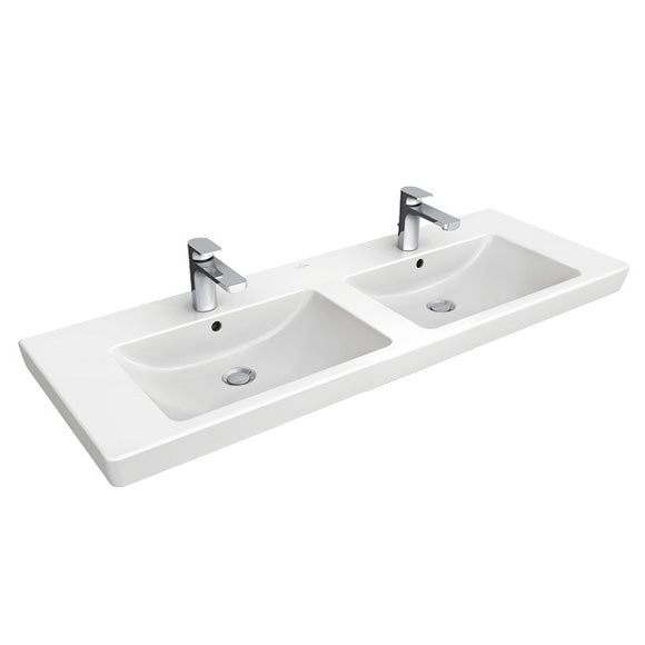 Villeroy &amp; Boch Subway 2.0 double vanity washbasin white, with CeramicPlus, with overflow