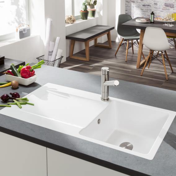 Villeroy & Boch Siluet 50 Flat Sink Flush-Mounted With Draining Board And Pop-Up Waste - Ideali