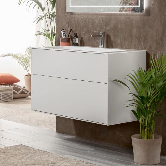 Villeroy & Boch Finion Washbasin With Led Vanity Unit With 2 Pull-Out Compartments White, With Ceramicplus, With 1 Tap Hole, With Concealed Overflow - Ideali